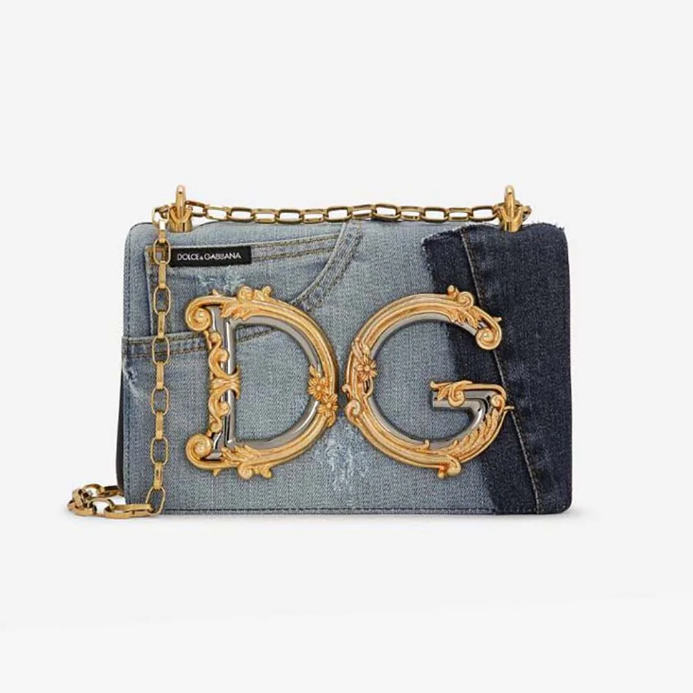 Dolce Gabbana D&G DG Girls Bag in Patchwork Denim and Plain Calfskin for Women Dolce Gabbana D&G DG Girls Bag in Patchwork Denim and Plain Calfskin for Women