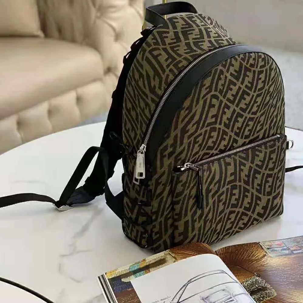 Fendi Backpack in Brown FF Vertigo Fabric for Women