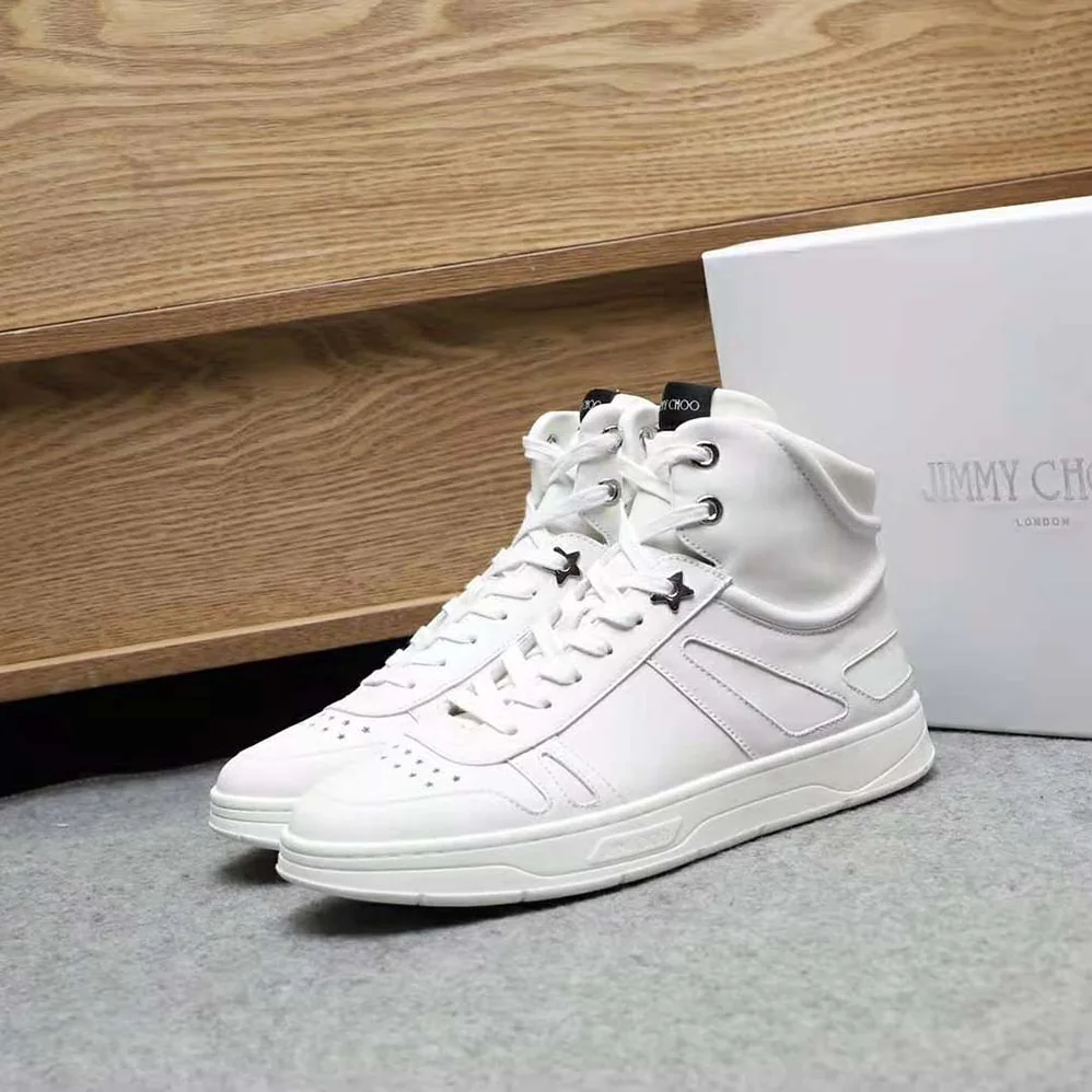 Jimmy Choo Hawaii Hi Top/M White Calf Leather High Top Trainers for Men Jimmy Choo Hawaii Hi Top/M White Calf Leather High Top Trainers for Men