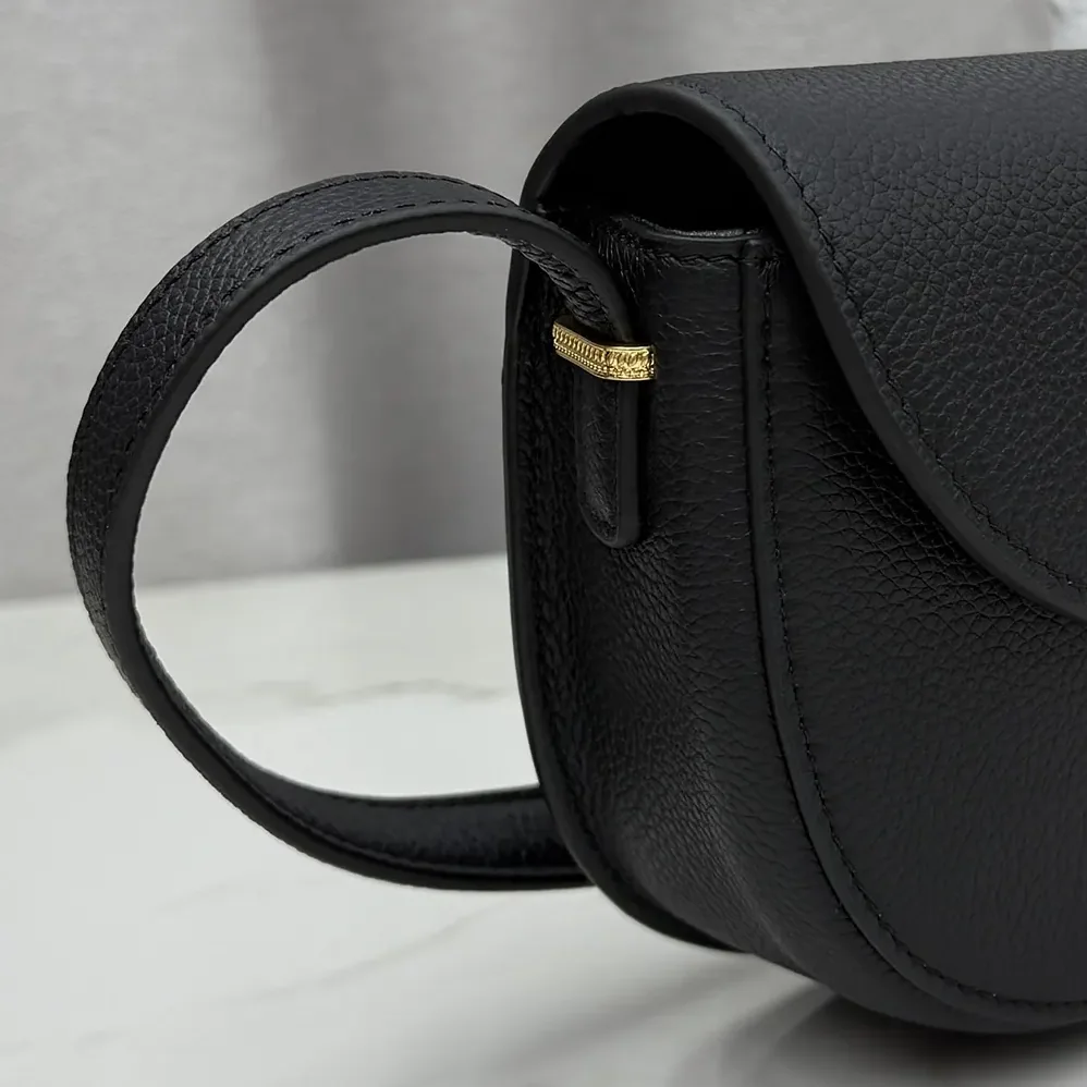 Dior Small Dior Médaillon Flap Bag Black Grained Calfskin for Women
