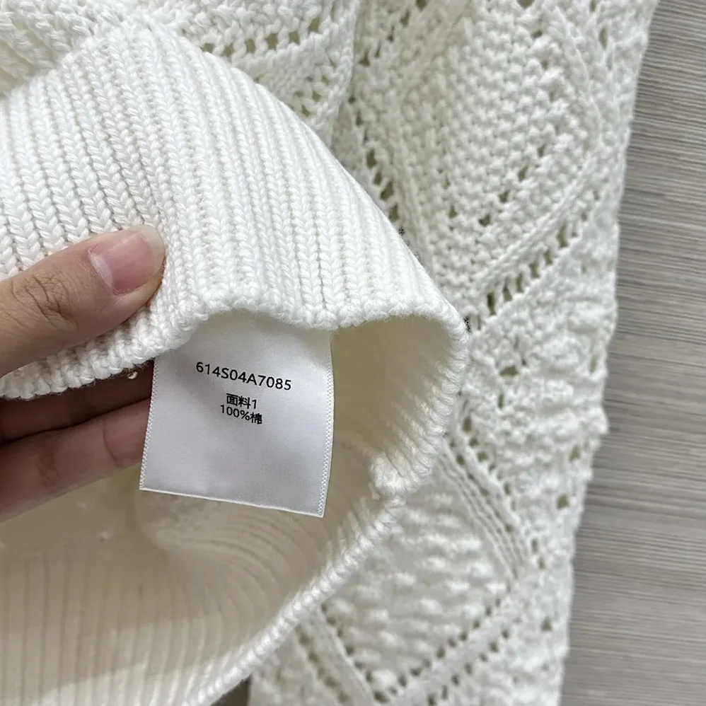 Dior Sweater White Openwork Cotton Knit for Women Dior Sweater White Openwork Cotton Knit for Women