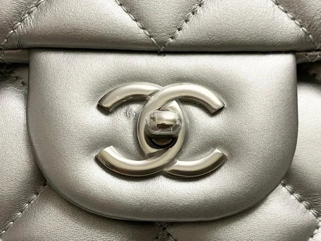 Chanel Airport Bag Silver in White/Black/Grey /
