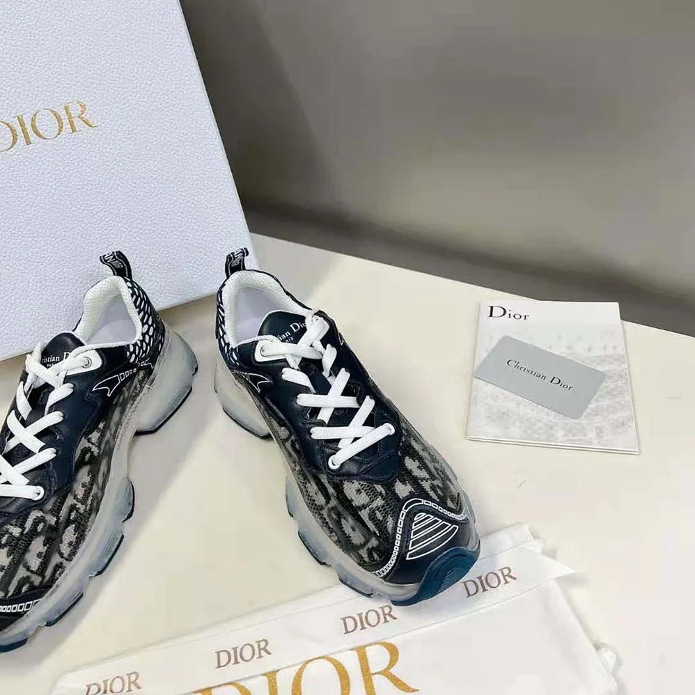 Dior Vibe Sneaker Deep Blue Dior Oblique Technical Fabric and Transparent Rubber for Women