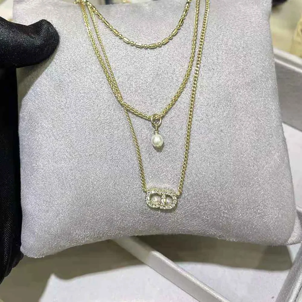 Dior Clair D Lune Necklace Gold-Finish Metal and White Crystals for Women Dior Clair D Lune Necklace Gold-Finish Metal and White Crystals for Women