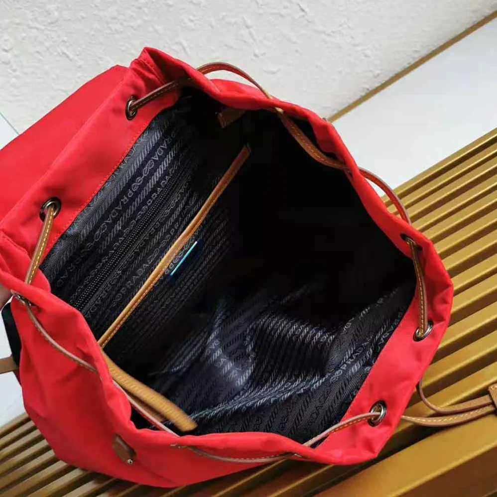 Prada Nylon and Saffiano Leather Backpack for Women in Red