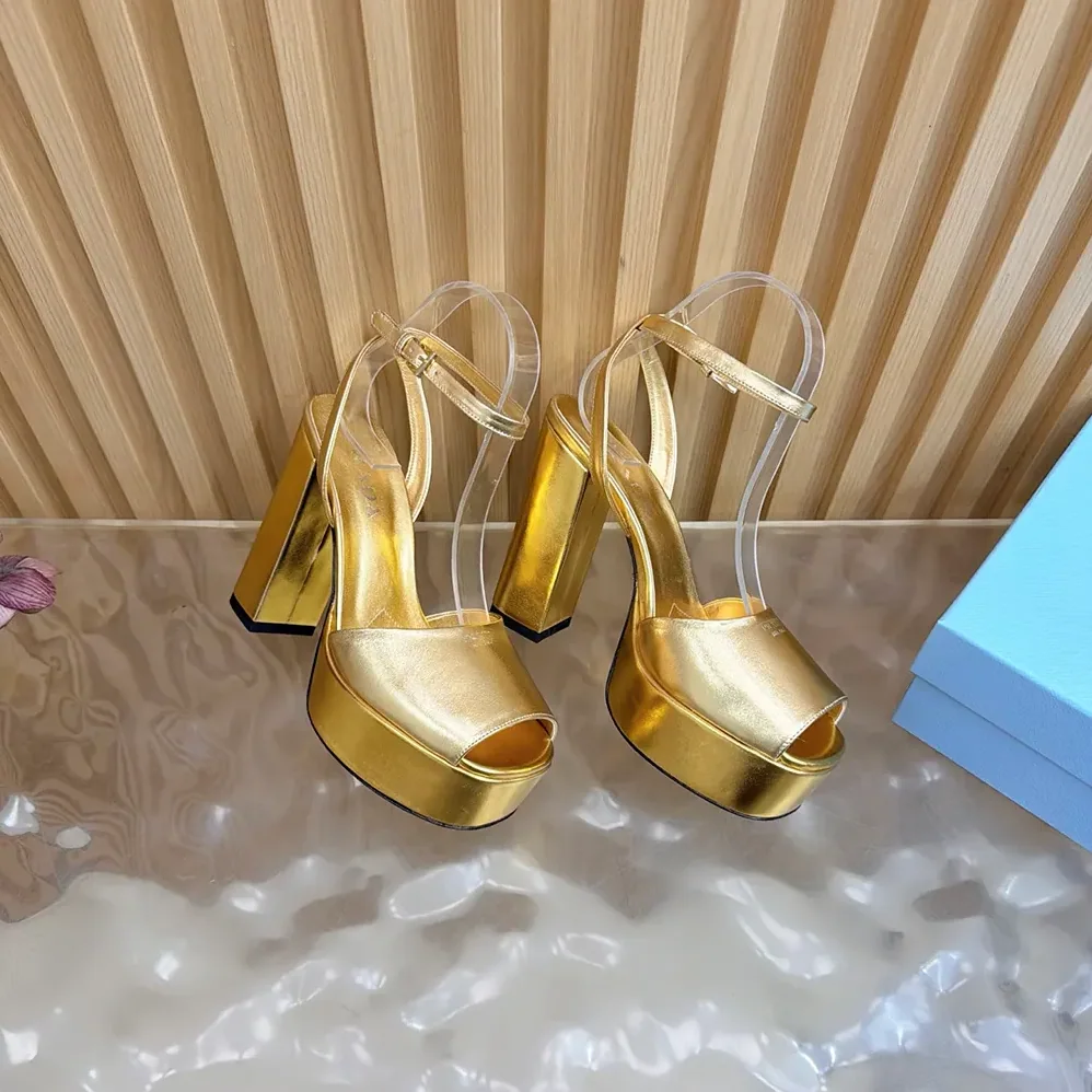 Prada Mordoré Nappa Leather Platform Sandals for Women in Gold Prada Mordoré Nappa Leather Platform Sandals for Women in Gold