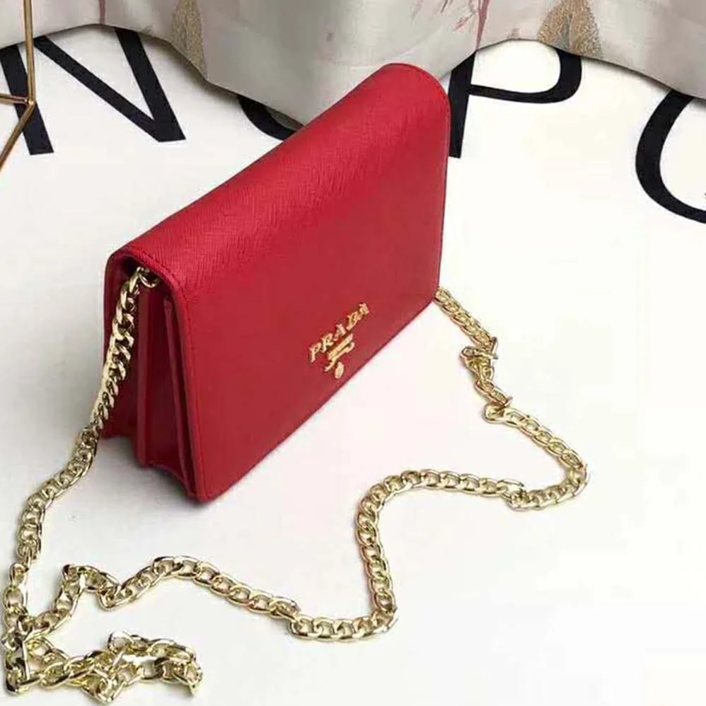 Prada Saffiano Leather Shoulder Bag for Women in Red