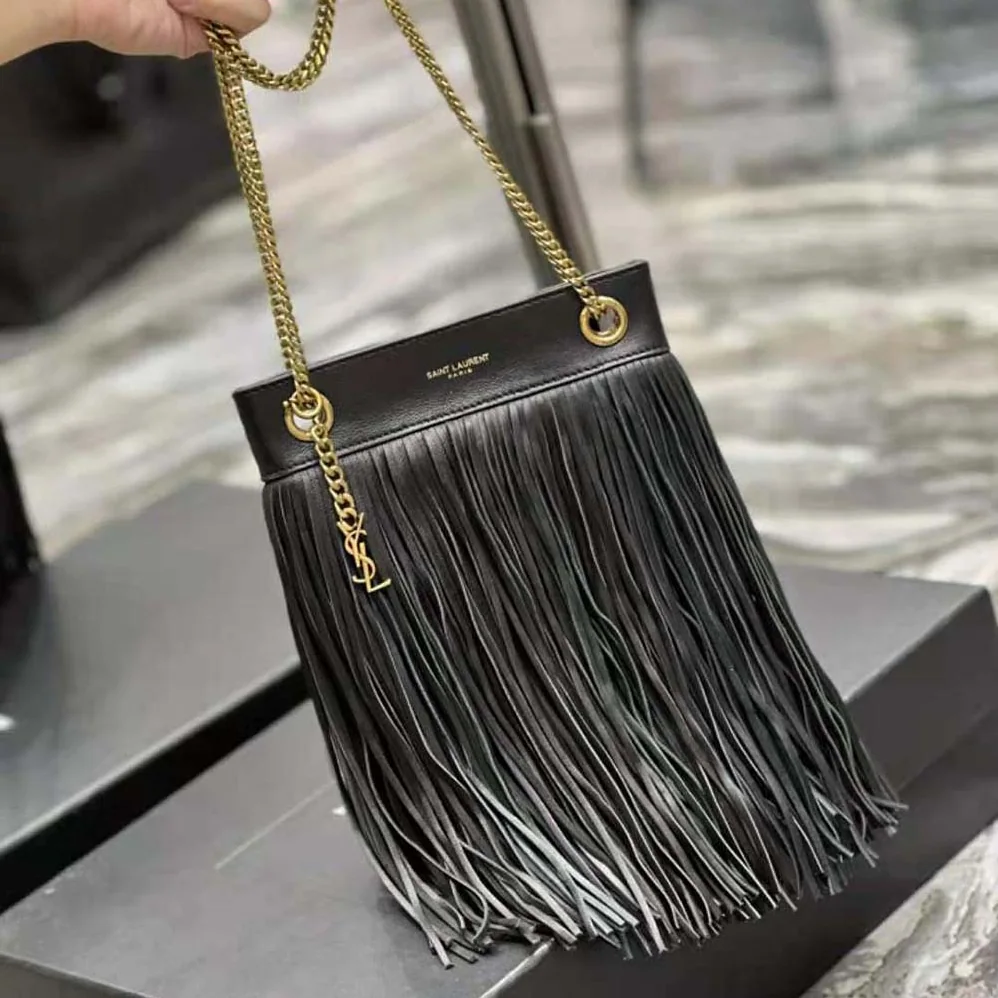 Saint Laurent YSL Grace Small Chain Bag in Suede for Women in Black Saint Laurent YSL Grace Small Chain Bag in Suede for Women in Black