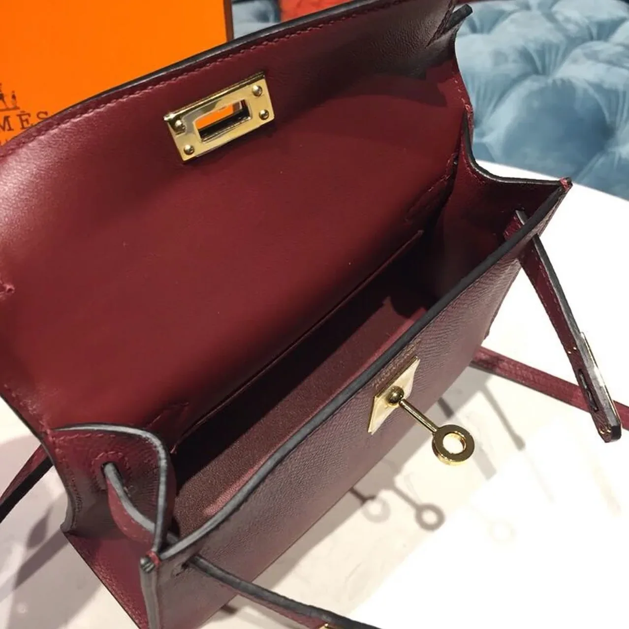 Hermes Mini Kelly Burgundy Gold Toned Hardware / Hermes Mini Kelly Burgundy Gold Toned Hardware /