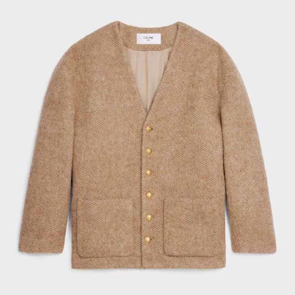 Celine Oversized Cardigan in Alpaca Wool for Women in Brown