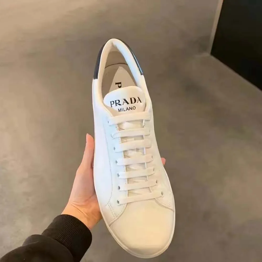 Prada Macro Leather Sneakers for Unisex in White Prada Macro Leather Sneakers for Unisex in White