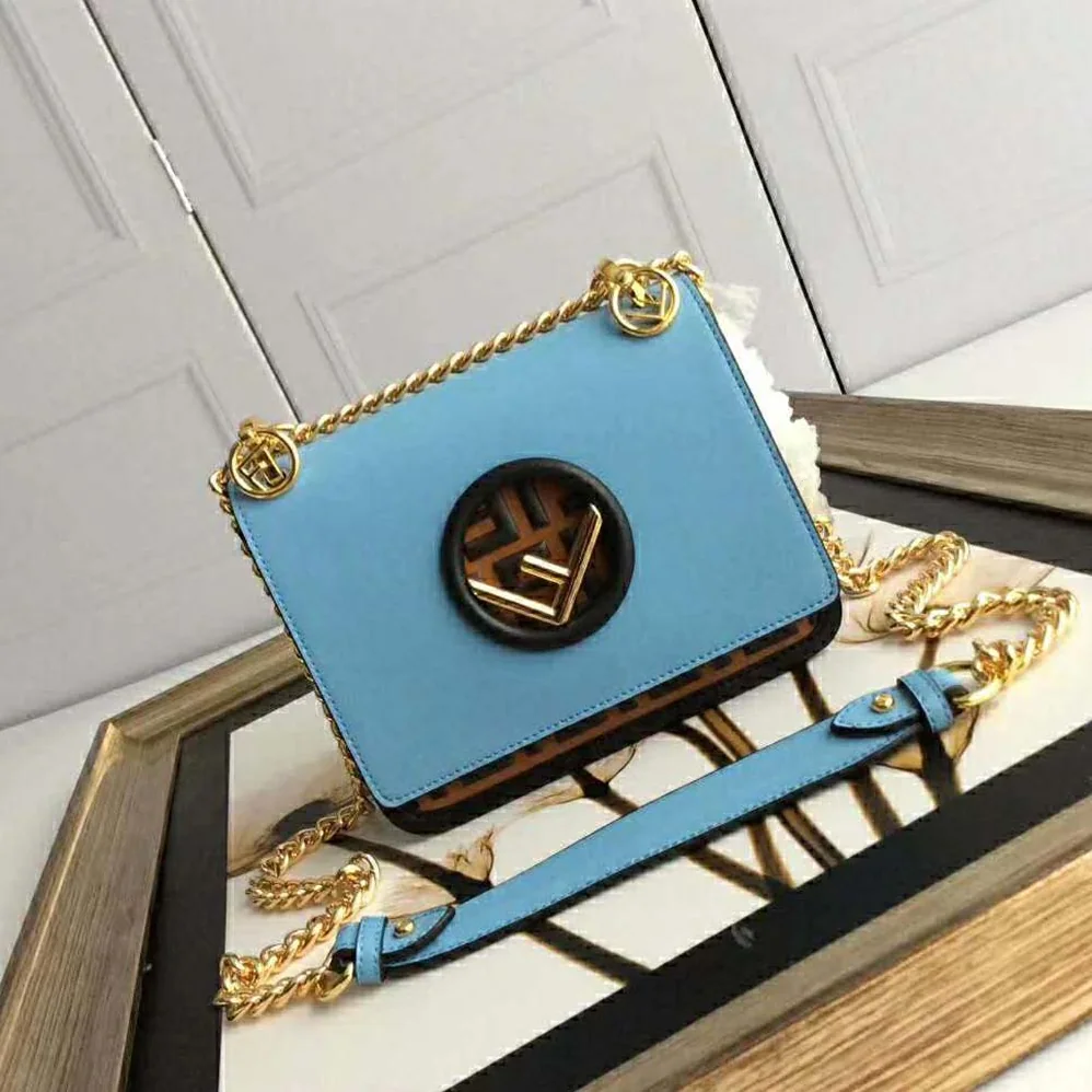Fendi Kan I F Small Pale Blue Leather Mini Bag for Women