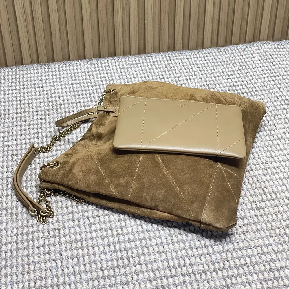 Saint Laurent YSL Jamie Large Pochon In Suede for Women in Brown Saint Laurent YSL Jamie Large Pochon In Suede for Women in Brown