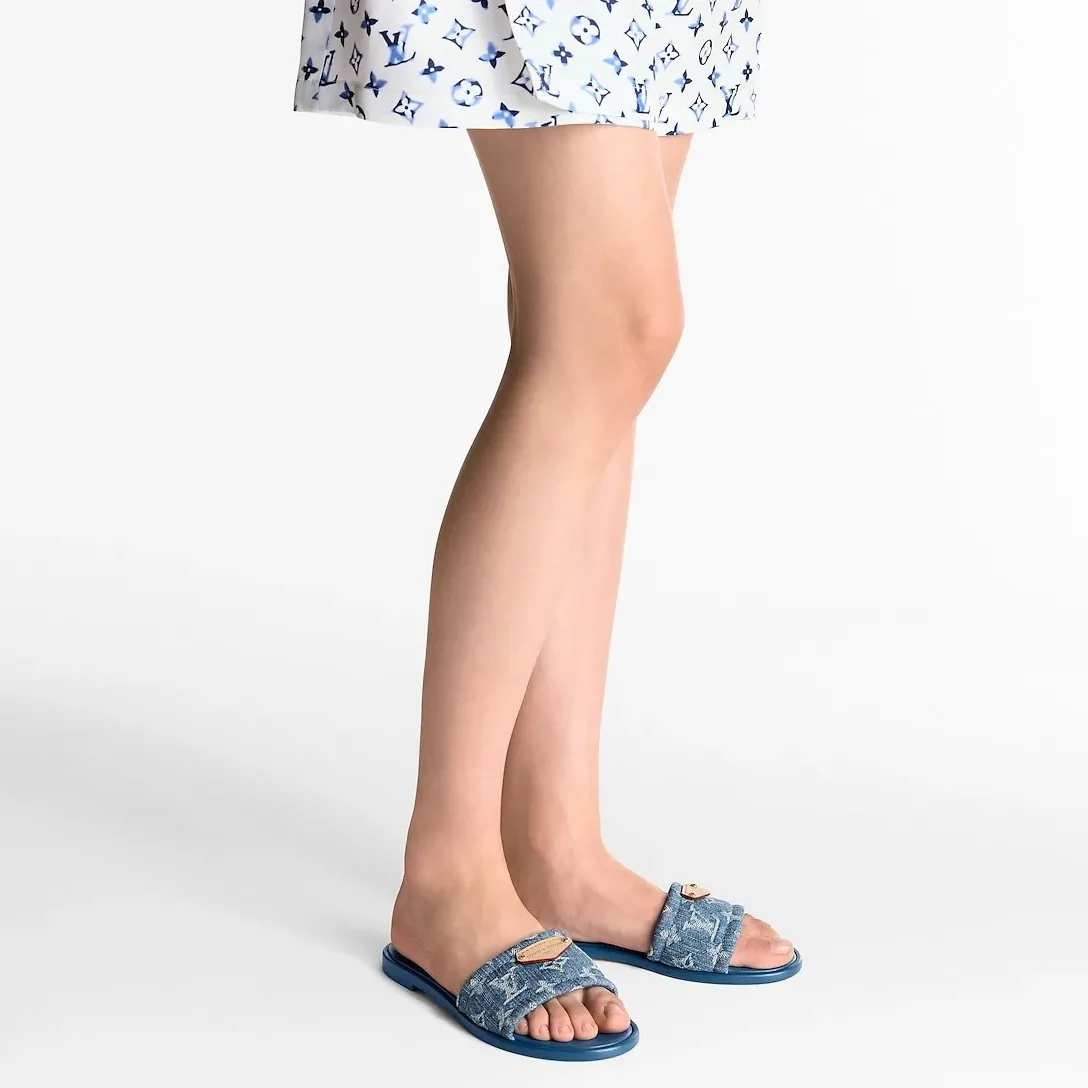Louis Vuitton Lily Flat Mule Blue 1AGX78 Louis Vuitton Lily Flat Mule Blue 1AGX78