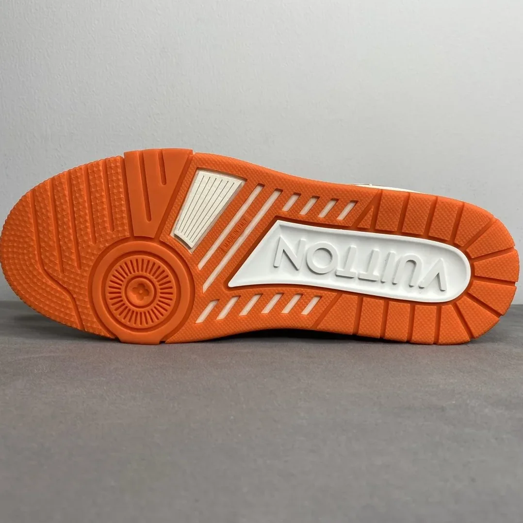 Louis Vuitton Trainer Sneaker Mix Of Materials White/Orange Virgil Abloh LV 1A9VN0 Louis Vuitton Trainer Sneaker Mix Of Materials White/Orange Virgil Abloh LV 1A9VN0