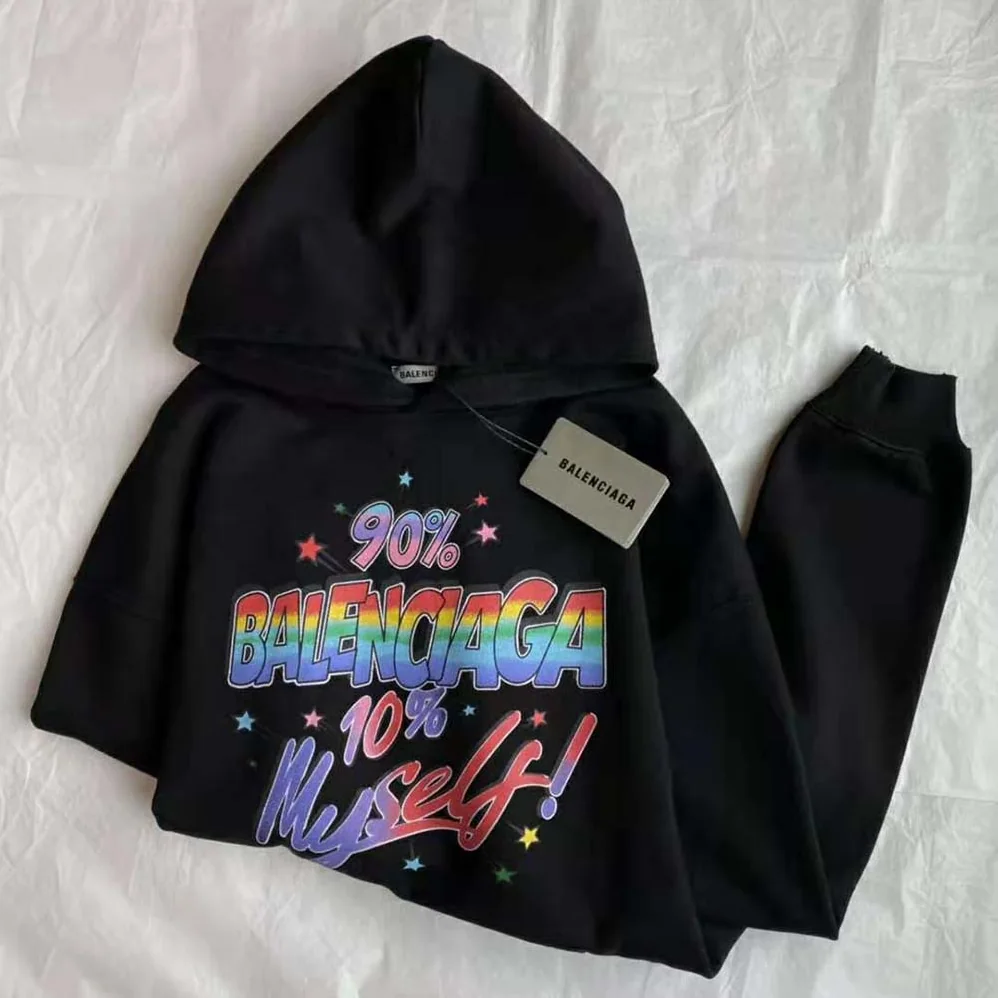 Balenciaga 90/10 Hoodie Wide Fit in Washed Black Medium Fleece for Men