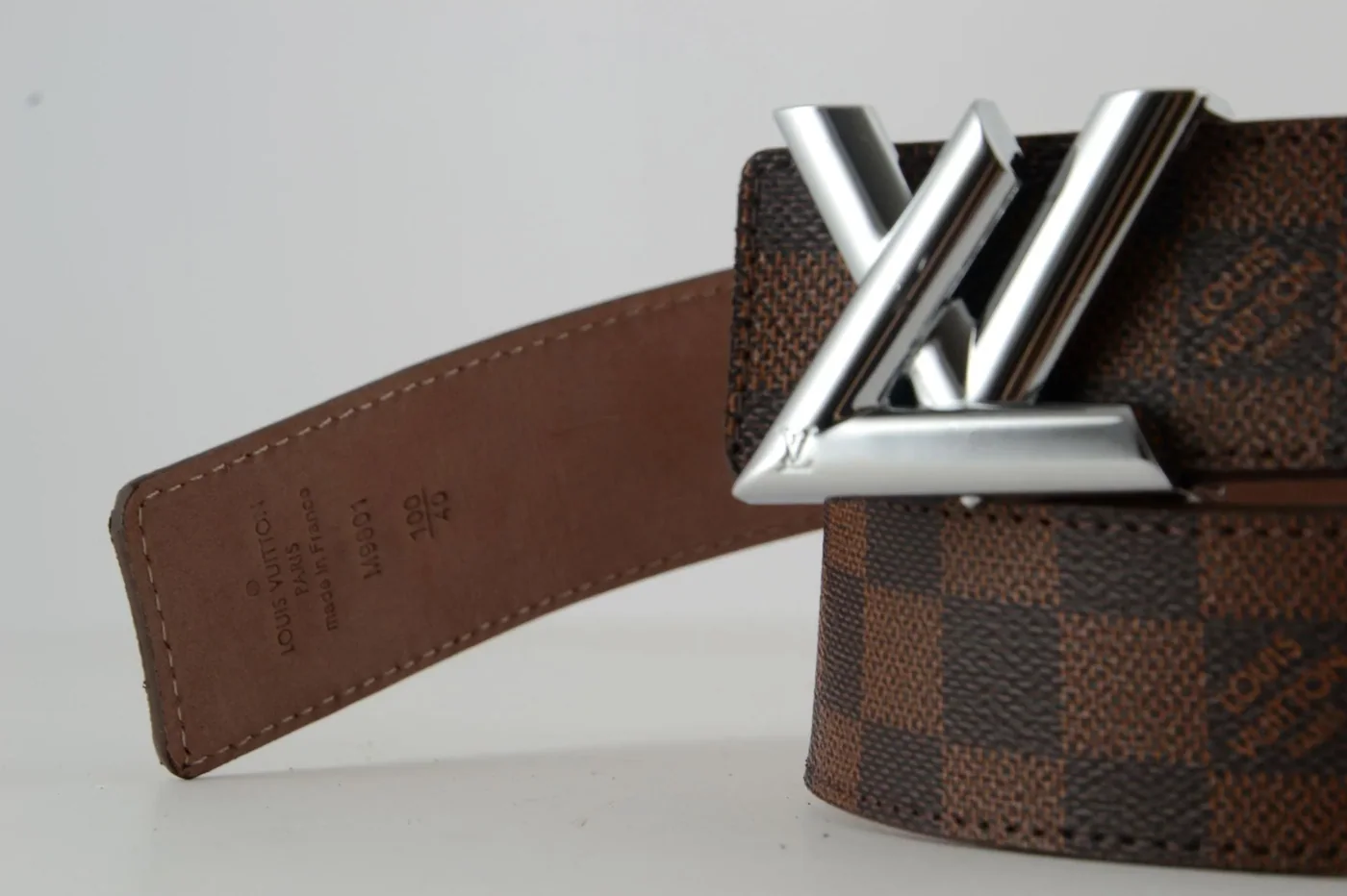 Brown Damier New SiAmazinger Buckle Leather Belt