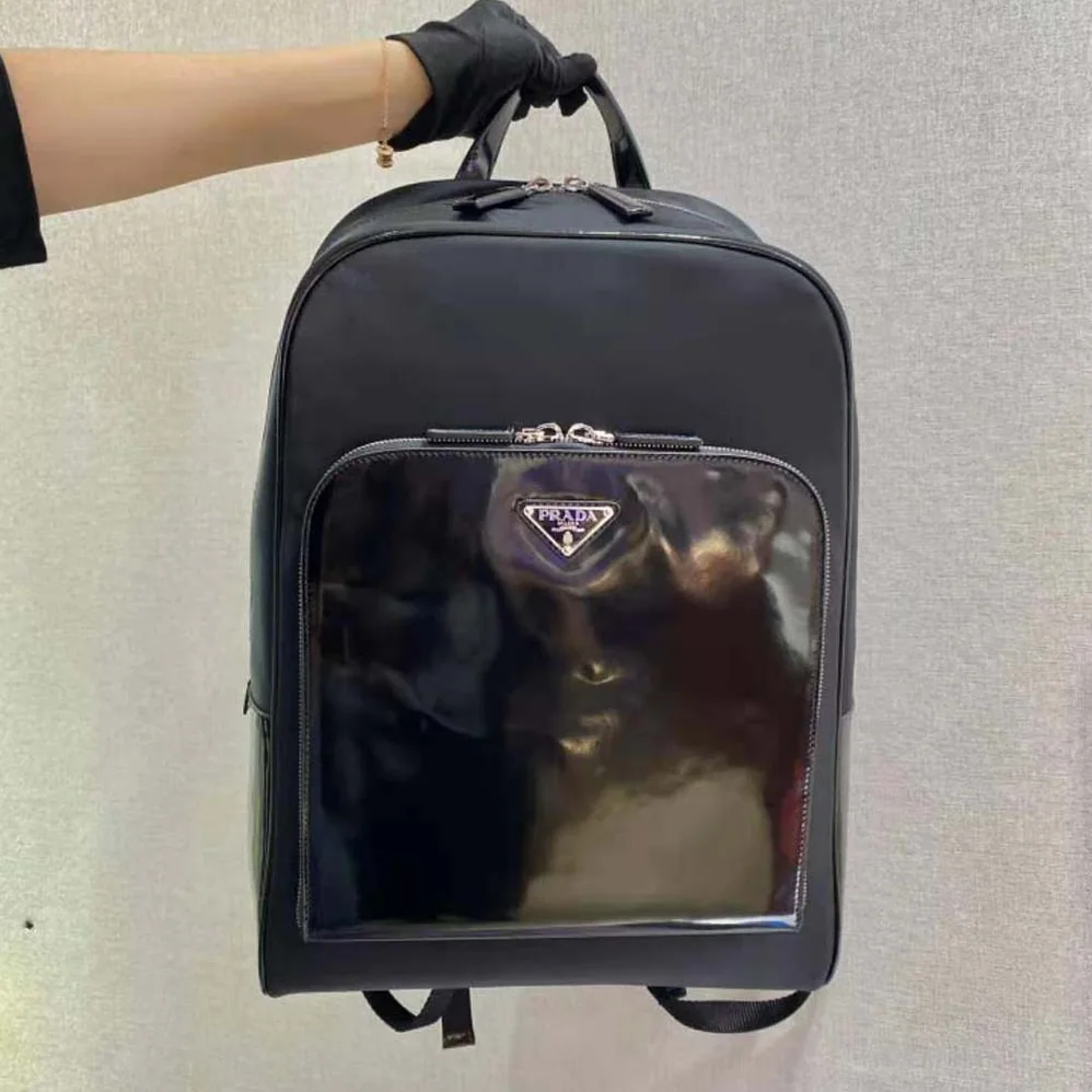 Prada Re-Nylon and Leather Backpack for Men in Black