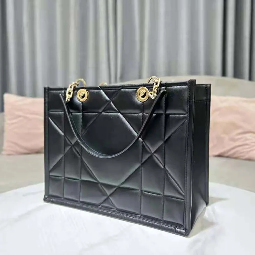 Dior Medium Dior Essential Tote Bag Black Archicannage Calfskin for Women