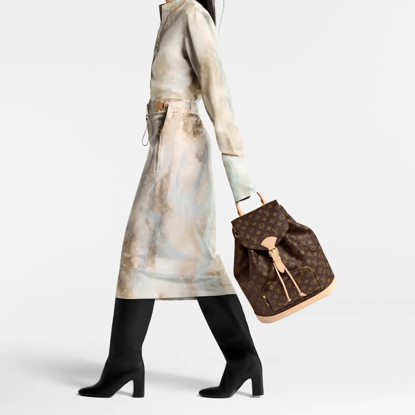Louis Vuitton Montsouris MM Backpack in Brown Monogram Gold Hardware