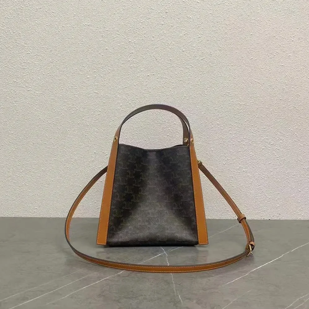 Celine Small Cube Bag In Triomphe Canvas And Natural Calfskin for Women