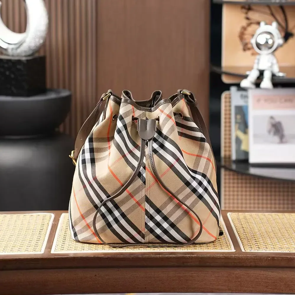 Burberry Medium Check Drawstring Pouch for Women Burberry Medium Check Drawstring Pouch for Women
