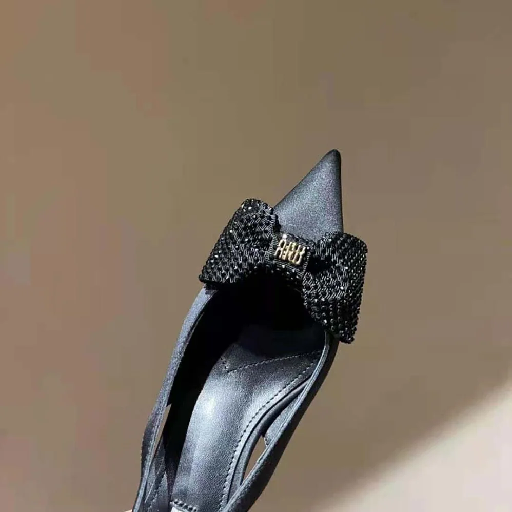 Miu Miu Satin Slingback Pumps 55 mm Heel Height for Women in Black