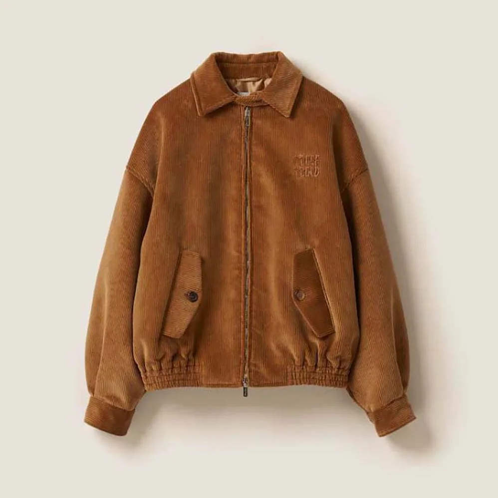 Miu Miu Corduroy Blouson Jacket for Women in Brown Miu Miu Corduroy Blouson Jacket for Women in Brown