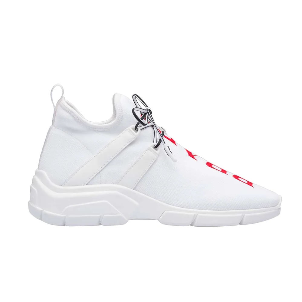 Prada Shoes Knit Sneakers 15mm Heel for Women in White