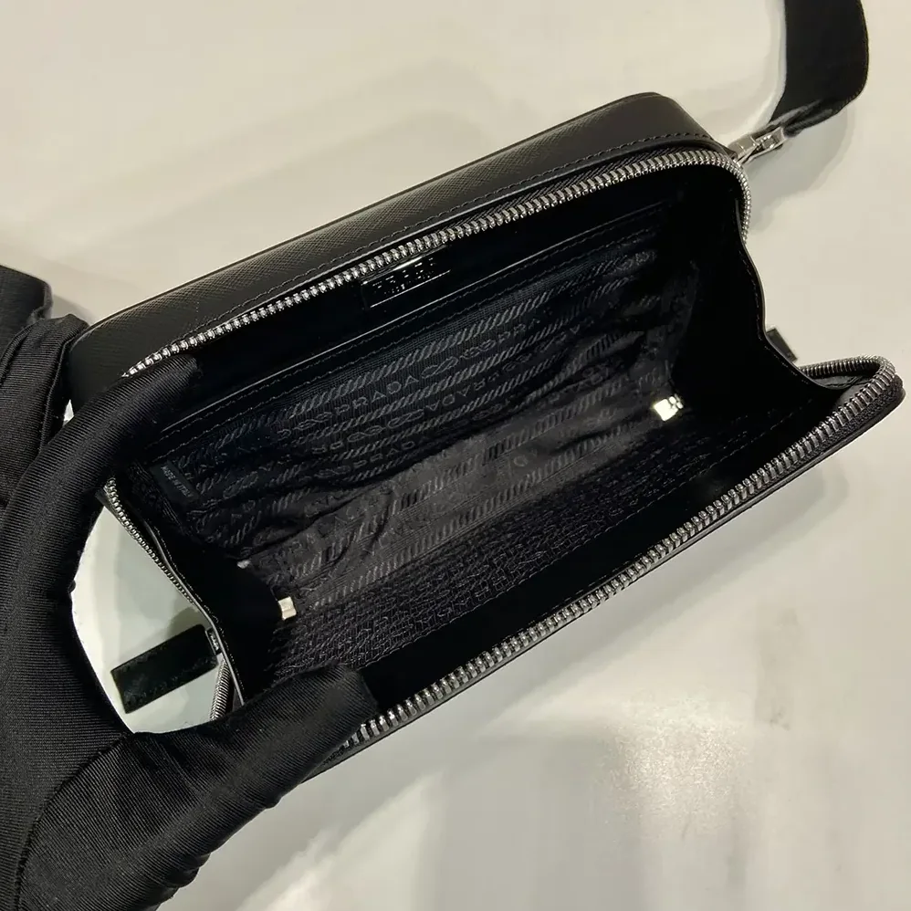 Prada Brique Saffiano Leather Bag for Men in Black Prada Brique Saffiano Leather Bag for Men in Black