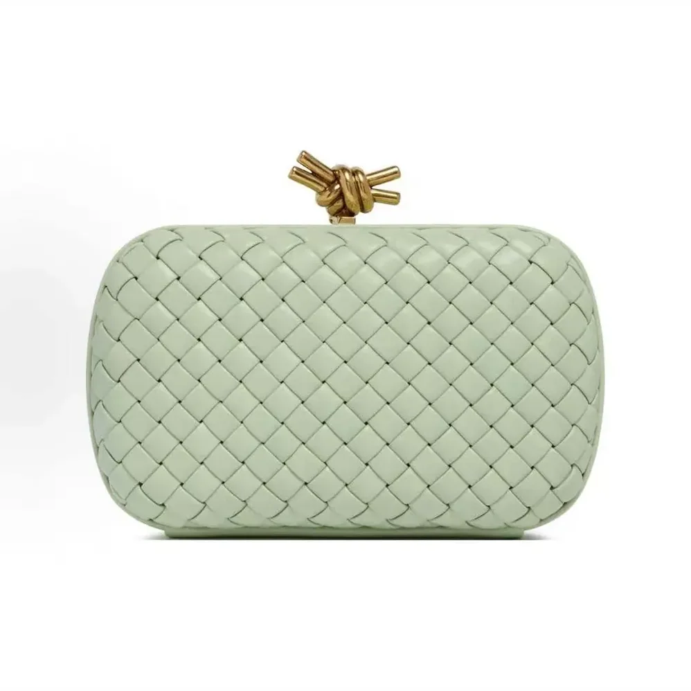 Bottega Veneta Knot Minaudière Clutch in Calfskin Leather for Women in Lime Bottega Veneta Knot Minaudière Clutch in Calfskin Leather for Women in Lime