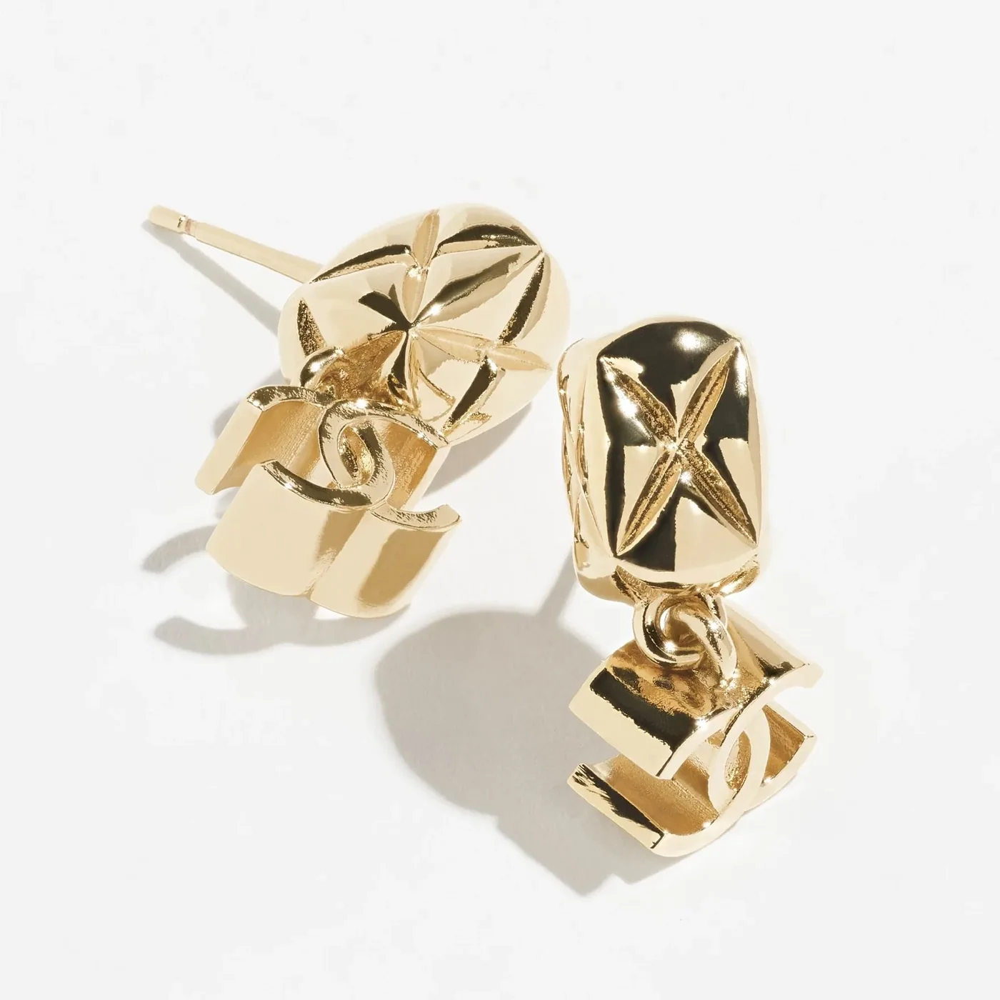 Chanel Pendant Earrings Gold Hardware