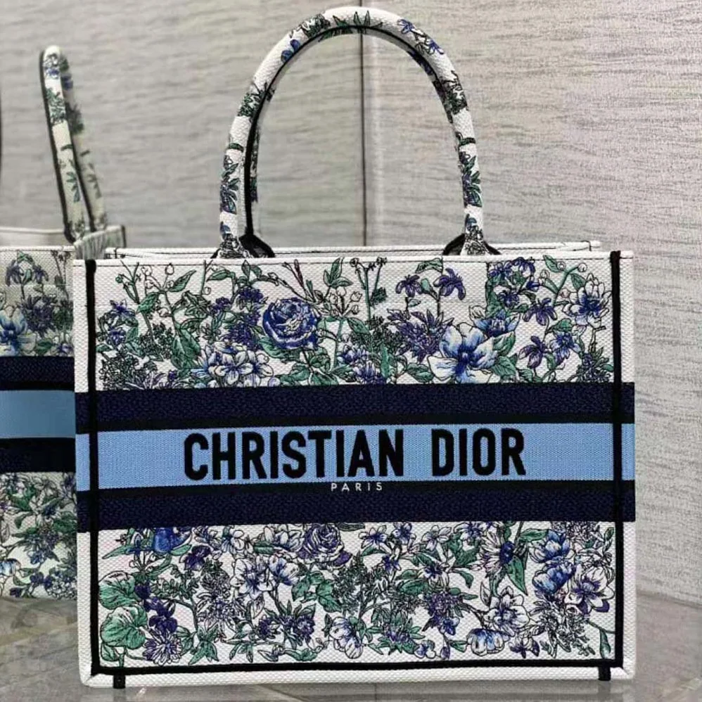 Dior Medium Dior Book Tote White Multicolor Flowers Constellation Embroidery for Women