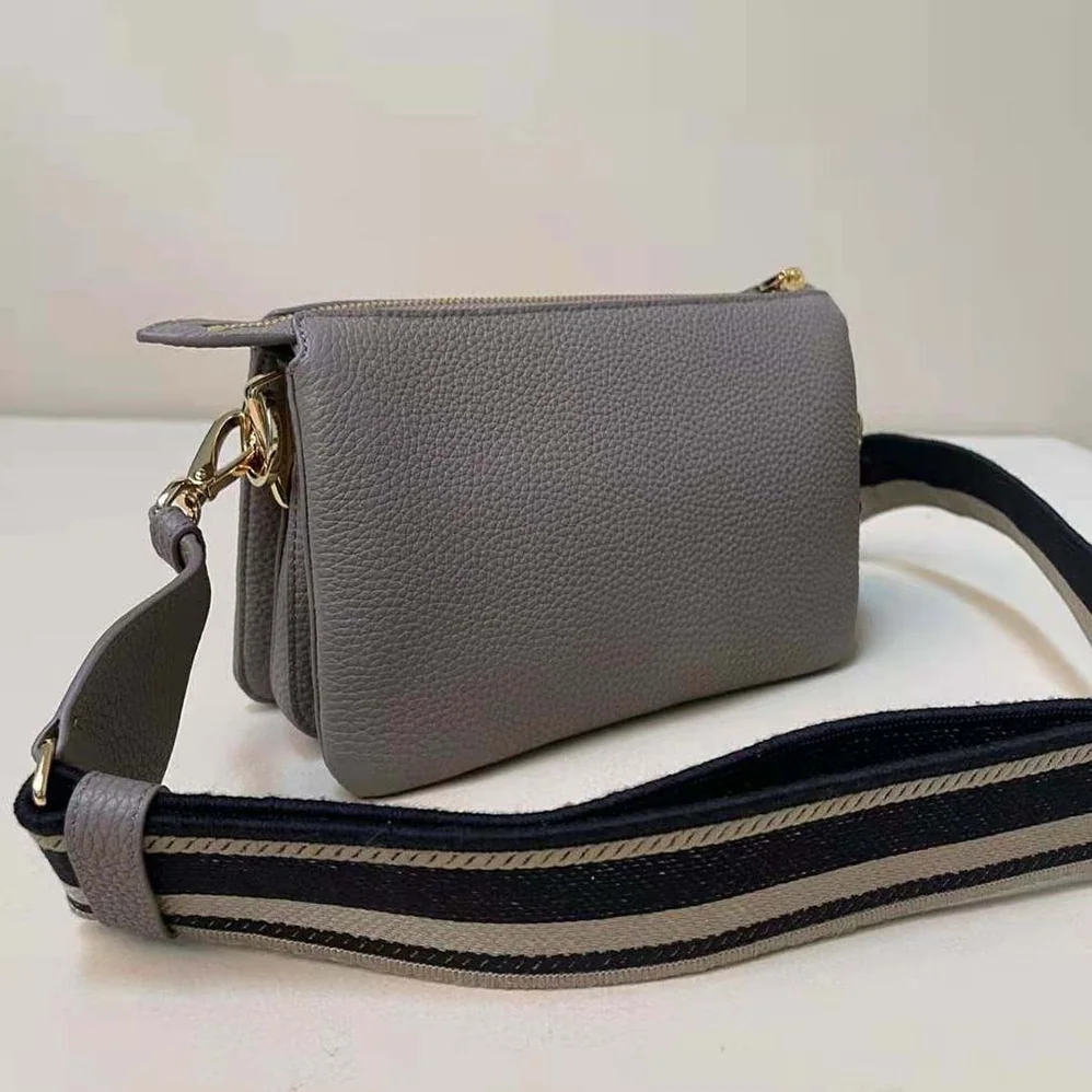 Prada Leather Shoulder Bag with Metal Lettering Logo for Women in Gray Prada Leather Shoulder Bag with Metal Lettering Logo for Women in Gray