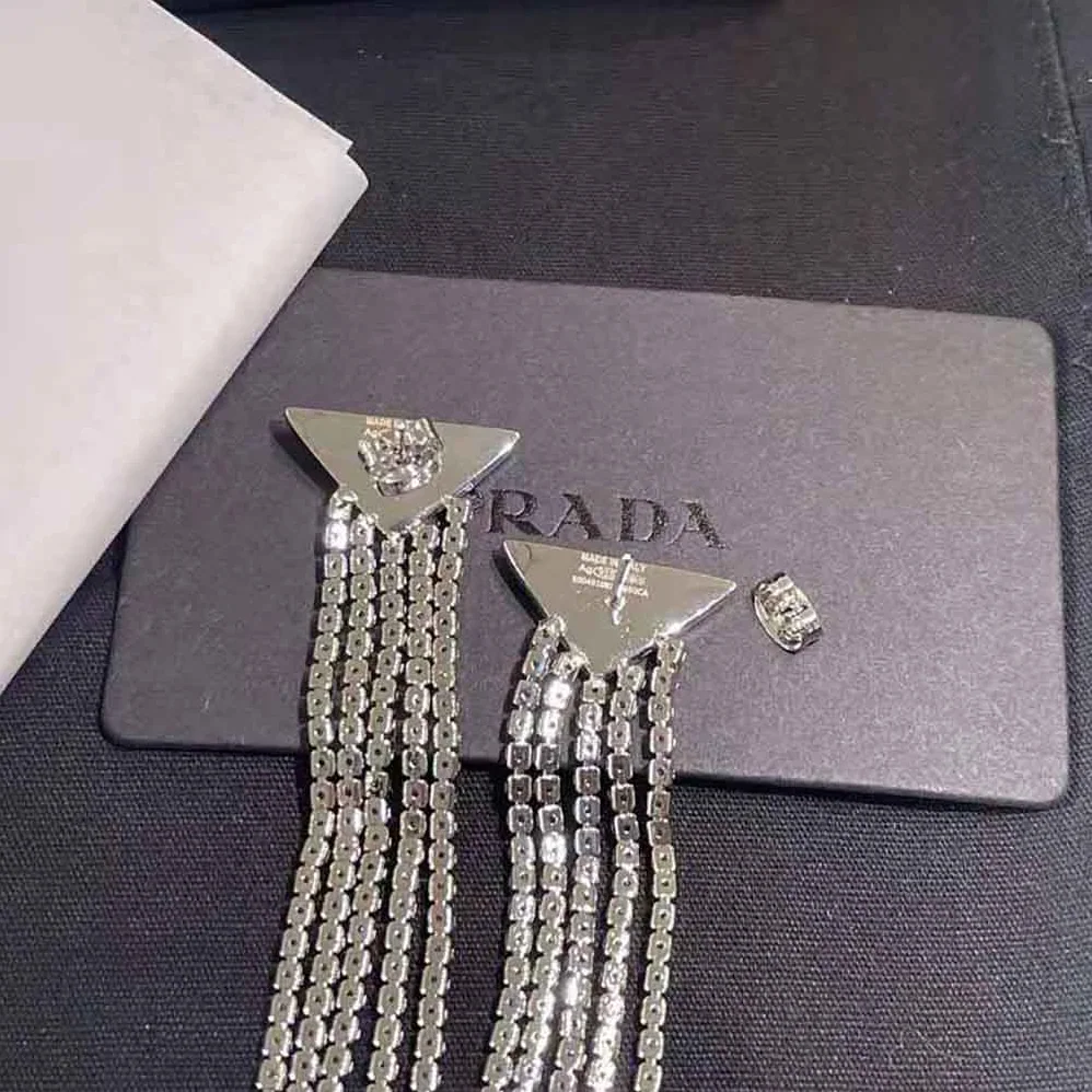 Prada Crystal Logo Jewels Zirconia Earrings for Women Prada Crystal Logo Jewels Zirconia Earrings for Women