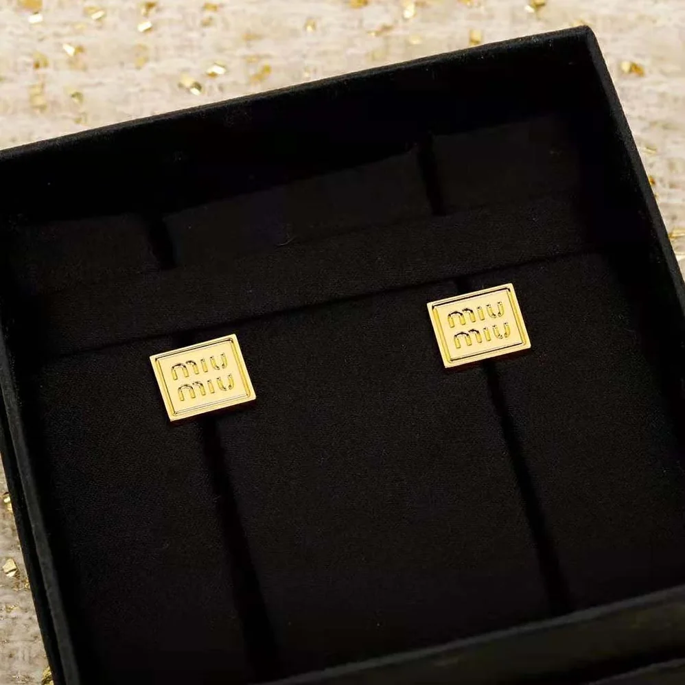 Miu Miu Metal Earrings with Engraved Logo for Women Miu Miu Metal Earrings with Engraved Logo for Women