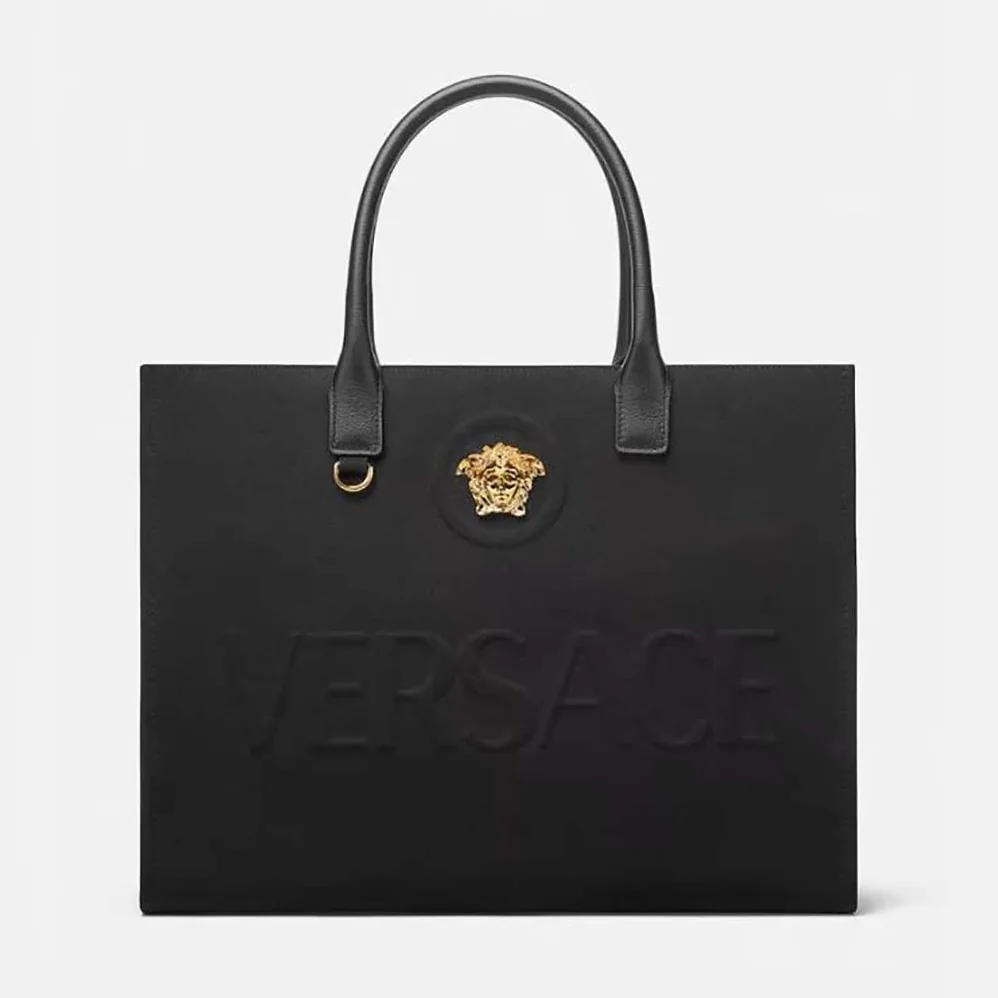 Versace La Medusa Canvas Large Tote Bag for Women in Black Versace La Medusa Canvas Large Tote Bag for Women in Black