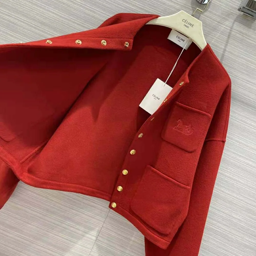 Celine Reversible Snap Cardigan in Cashmere for Women in Maroon