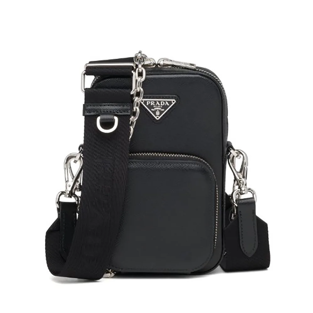Prada Saffiano Leather Mini Bag for Men in Black Prada Saffiano Leather Mini Bag for Men in Black