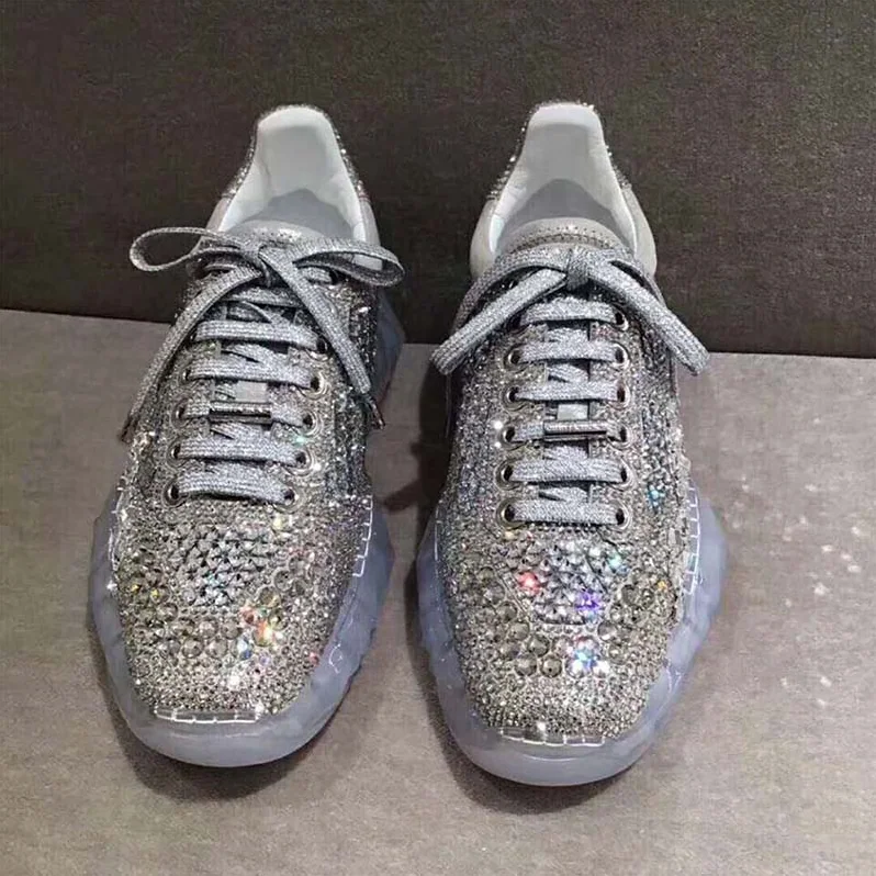 Jimmy Choo Shoes Diamond/F Crystal Shimmer Suede Low Top Trainers with Crystal Details for Women Jimmy Choo Shoes Diamond/F Crystal Shimmer Suede Low Top Trainers with Crystal Details for Women