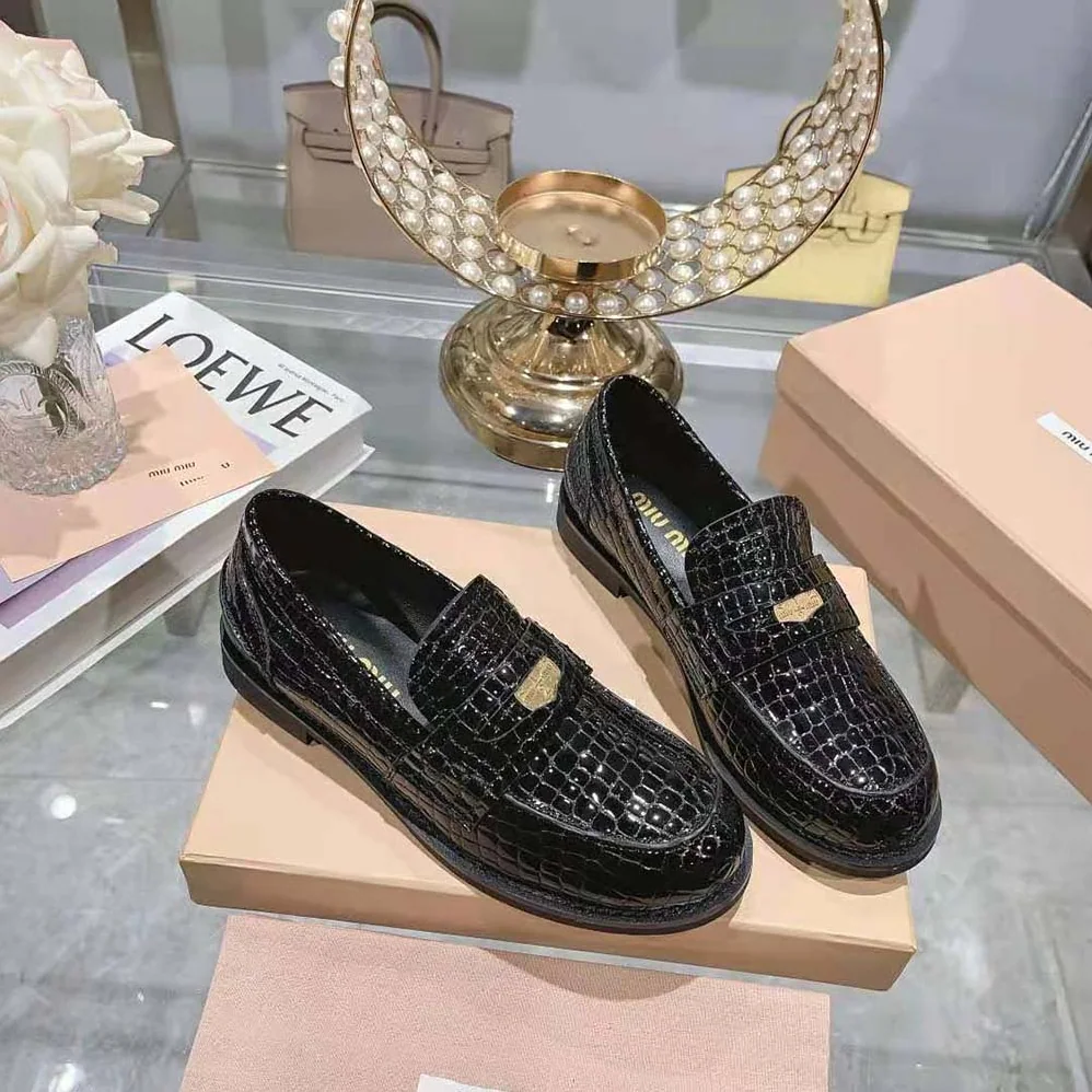 Miu Miu Croco for Women in print Leather Penny Loafers Miu Miu Croco for Women in print Leather Penny Loafers