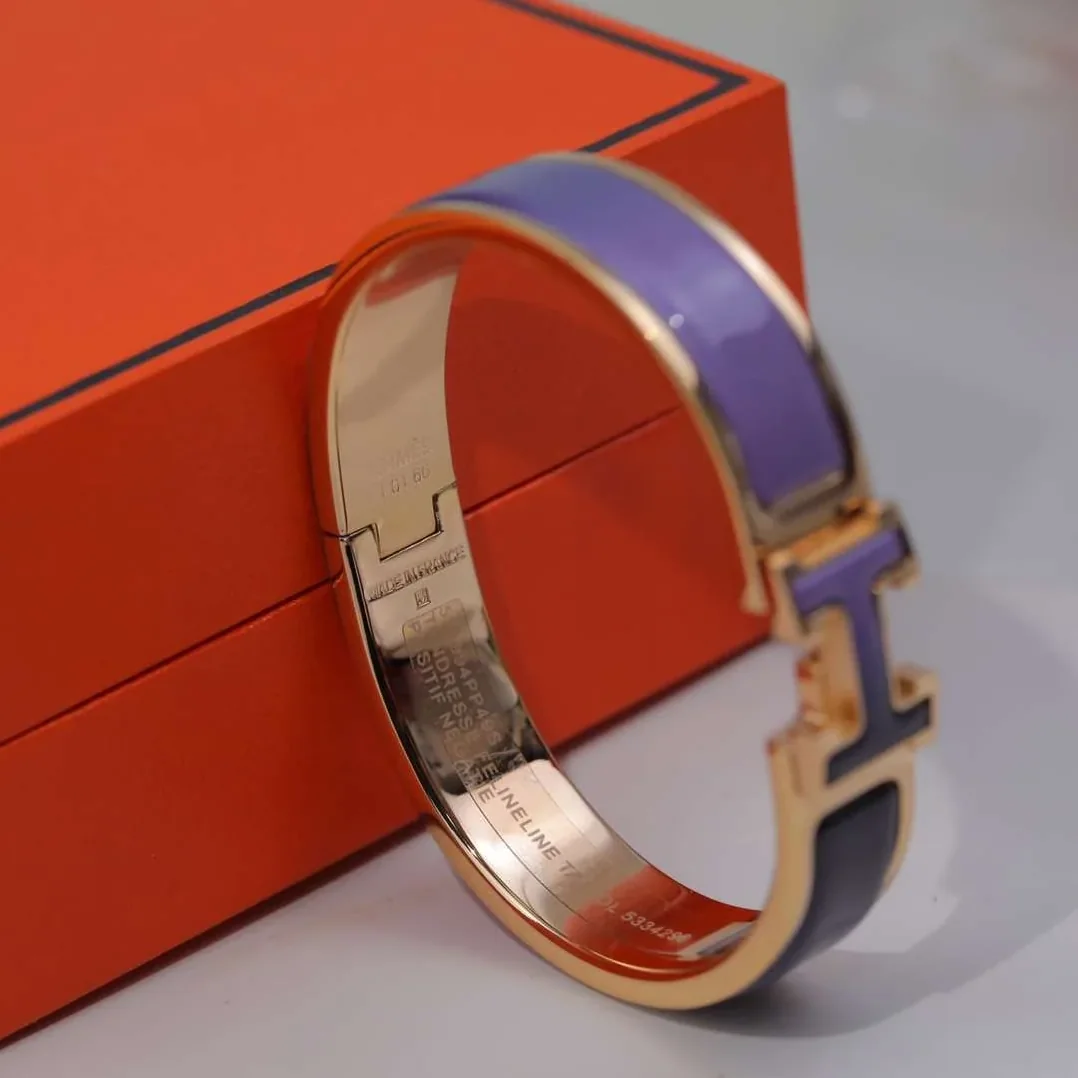 Hermes Clic Enameled H Bracelet Purple