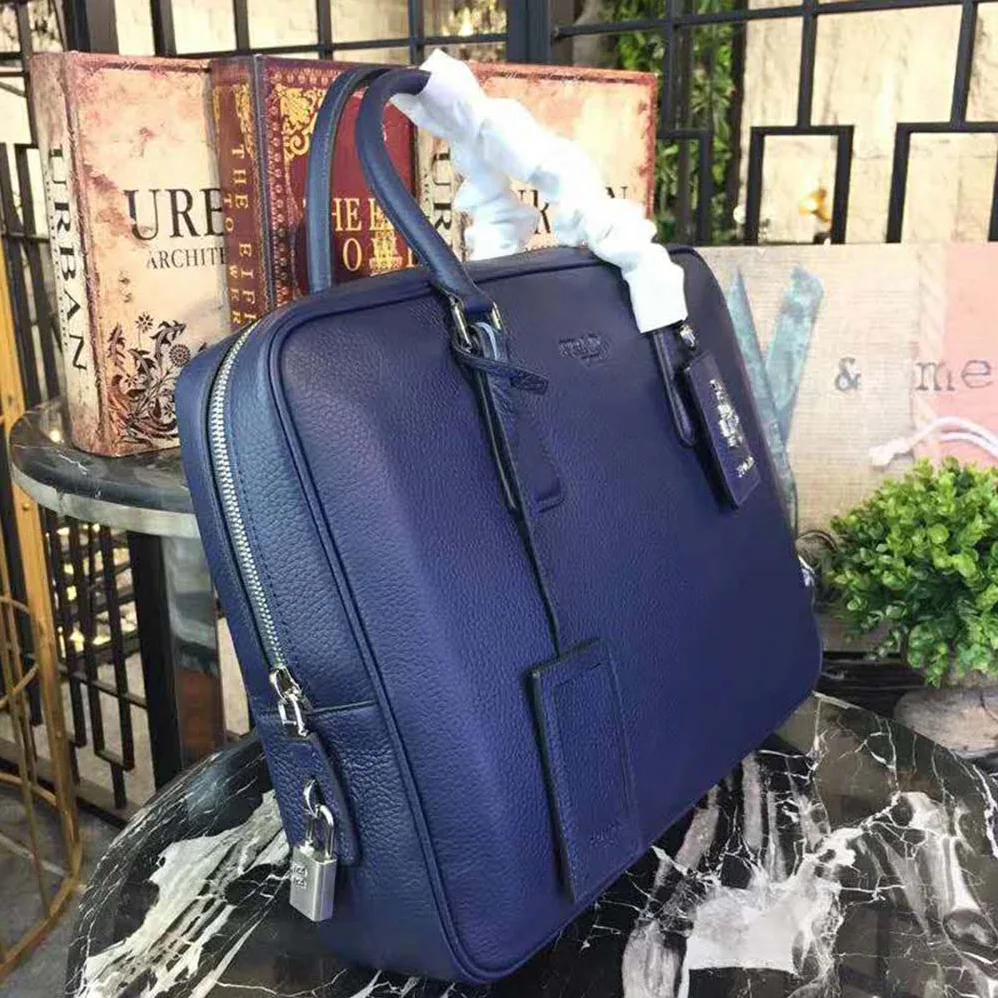 Prada Saffiano Leather Briefcase Bag for Men in Navy