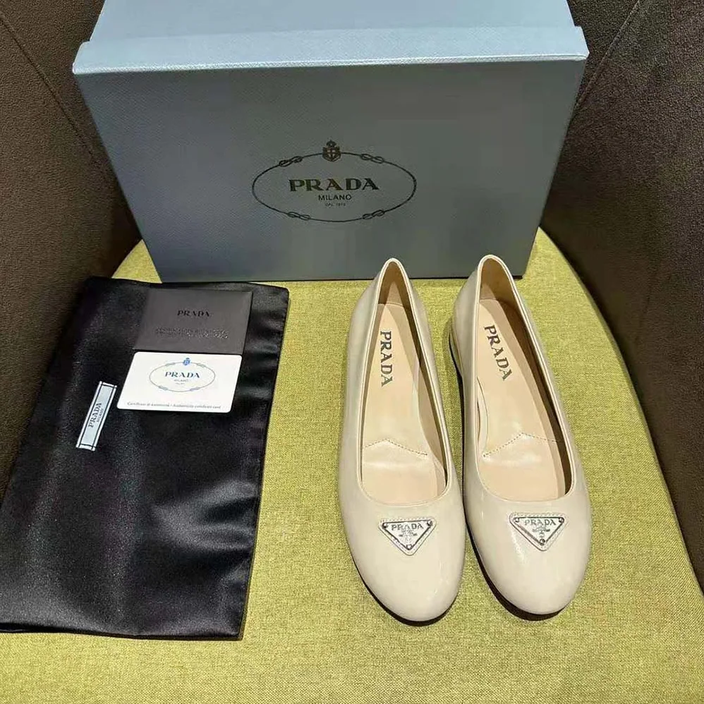 Prada Patent Leather Ballerinas for Women in White
