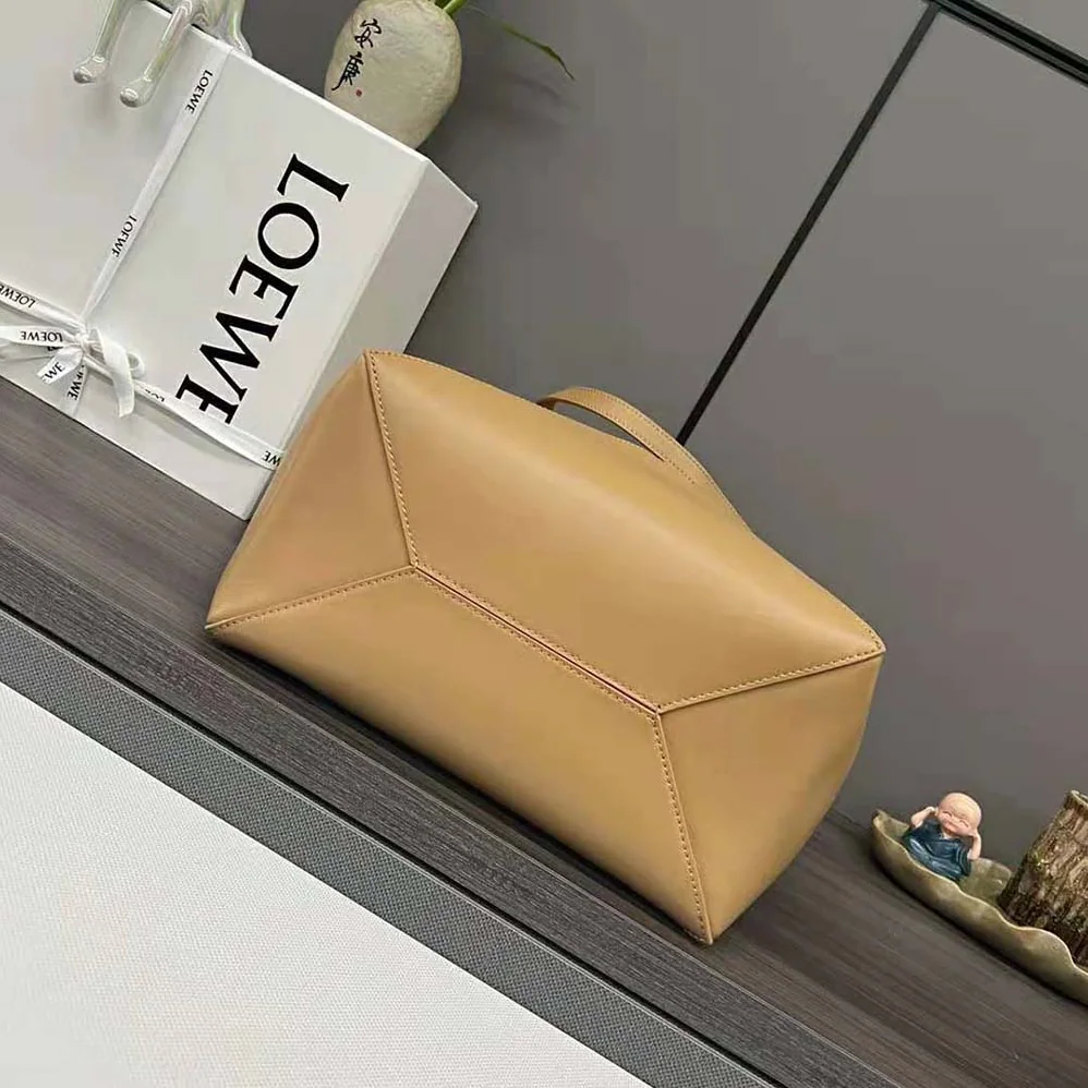 Loewe Puzzle Fold Tote in Shiny Calfskin for Unisex in Brown