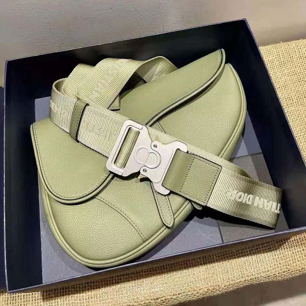 Dior Saddle Bag Khaki Grained Calfskin for Men Dior Saddle Bag Khaki Grained Calfskin for Men