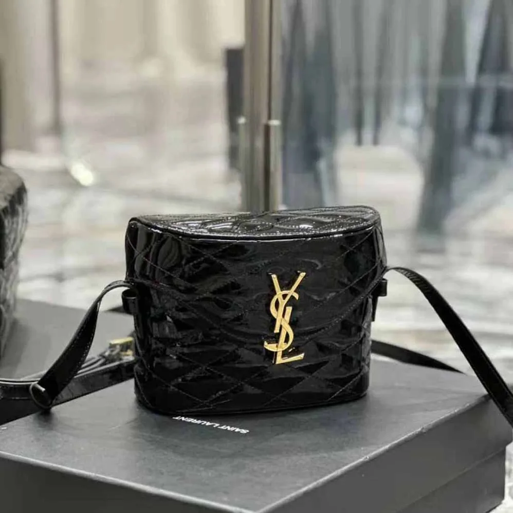 Saint Laurent YSL June Box Bag in Quilted Patent Leather for Women