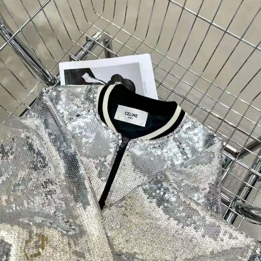 Celine Teddy Jacket in Cotton Fleece for Women in Silver
