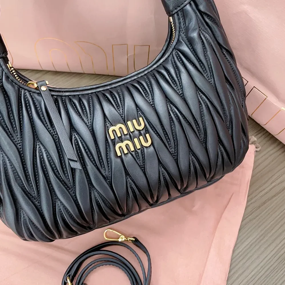 Miu Miu Wander Matelassé Nappa Leather Hobo Bag for Women