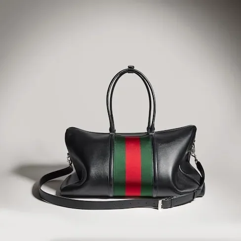 Gucci Mega Web Trademark Large Duffle Bag in Black Palladium Hardware Gucci Mega Web Trademark Large Duffle Bag in Black Palladium Hardware